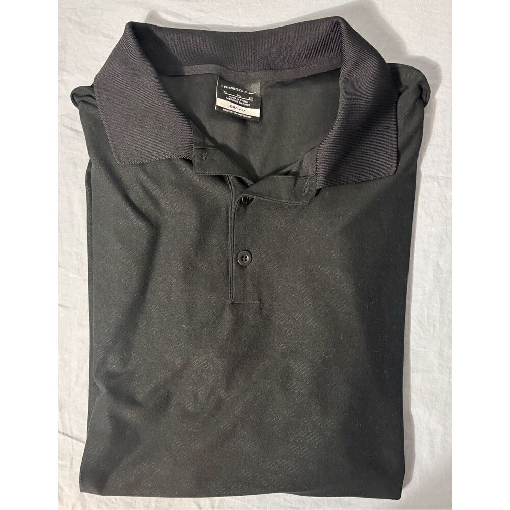 NIKE DRI-FIT MEN'S GOLF POLO SHIRT XL BLACK USED POLYESTER SPANDEX BLEND